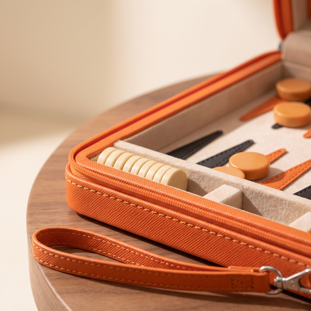 Backgammon Alanya - Set de Voyage Magnétique Simili Cuir — detail