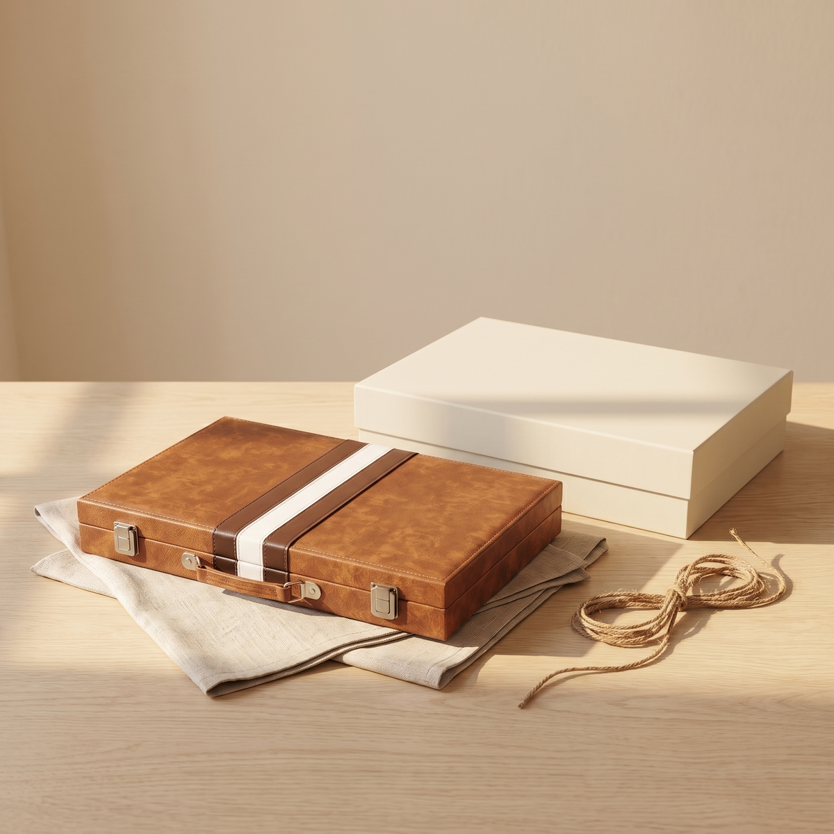 Backgammon Havana - Malette Simili Cuir Brun — coffret cadeau