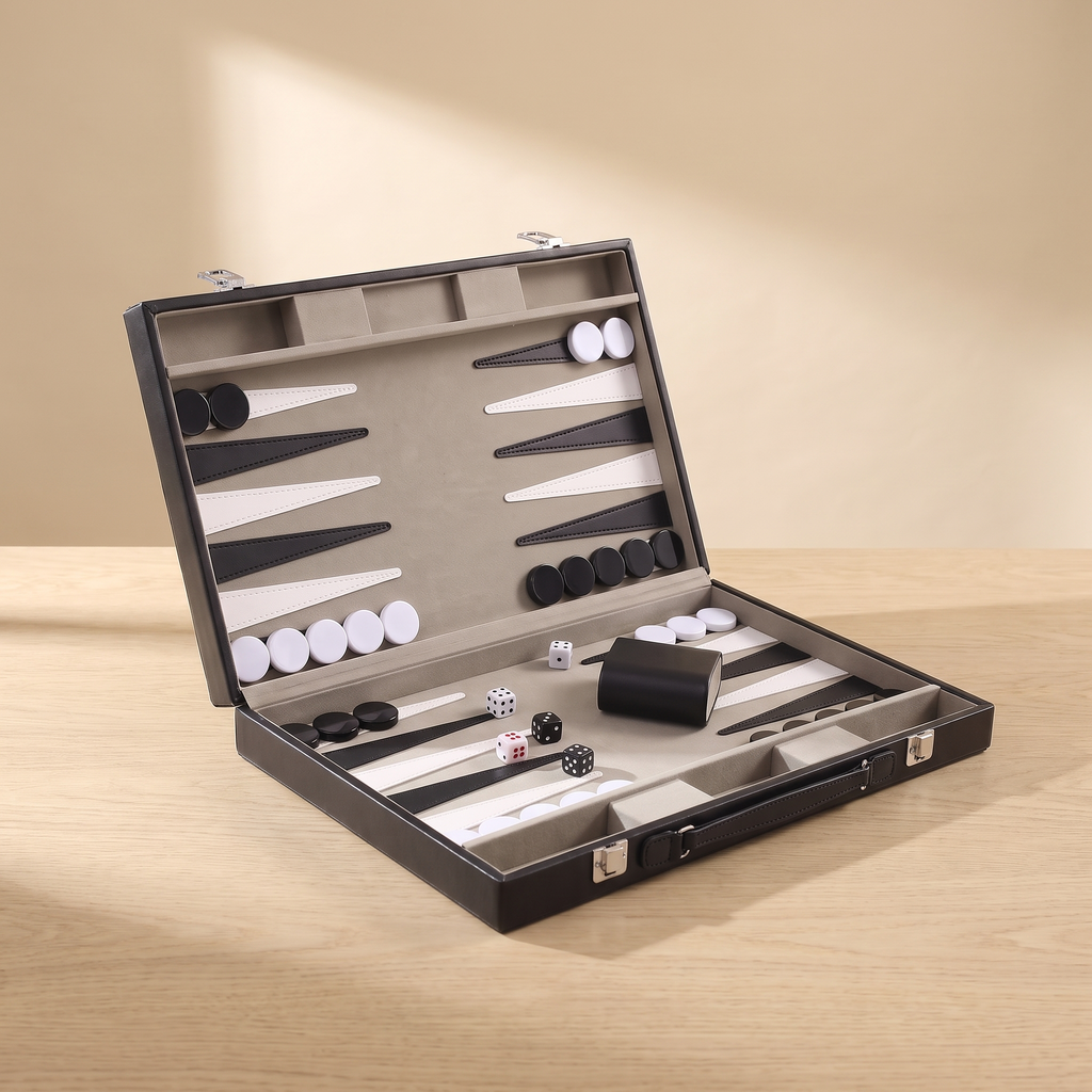 Backgammon Milano - Mallette Simili Cuir Noir — packshot