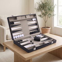 Backgammon Milano - Mallette Simili Cuir Noir — en situation