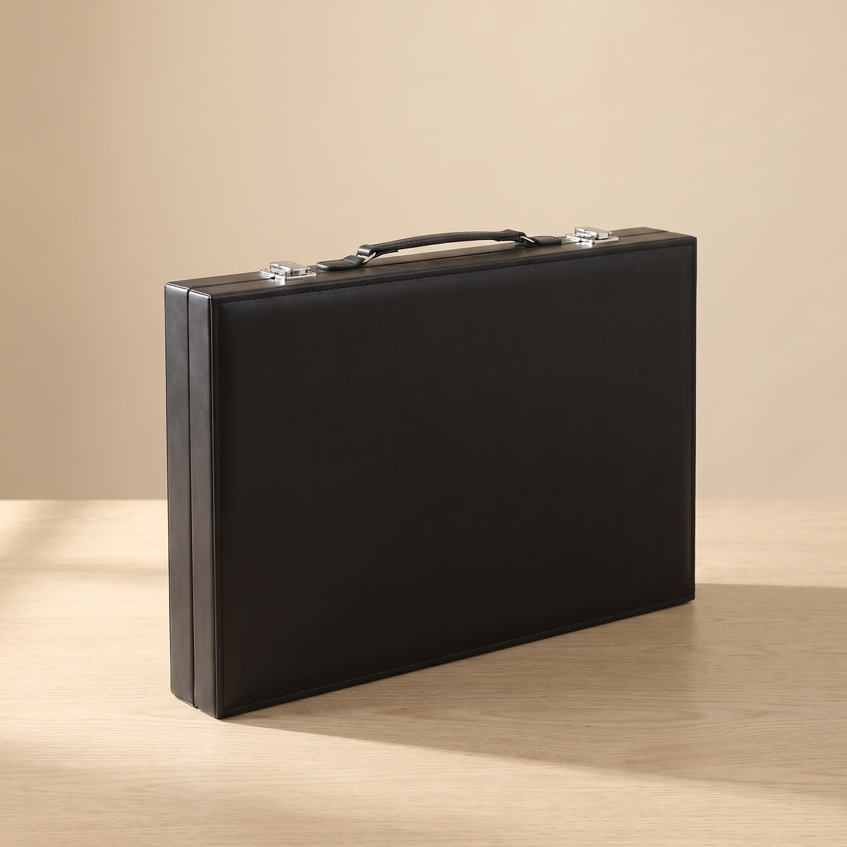 Backgammon Milano - Mallette Simili Cuir Noir — rangement