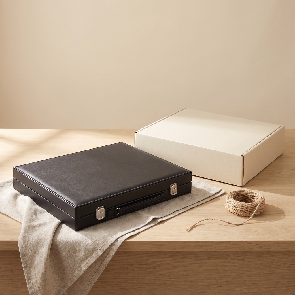 Backgammon Milano - Mallette Simili Cuir Noir — coffret cadeau