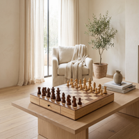Jeu d'échecs avec tiroir en bois d'Érable — en situation