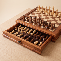 Échiquier magnétique avec tiroirs en bois d'Érable — rangement