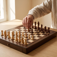 Échiquier avec tiroirs en bois de Noyer et d'Érable — en jeu