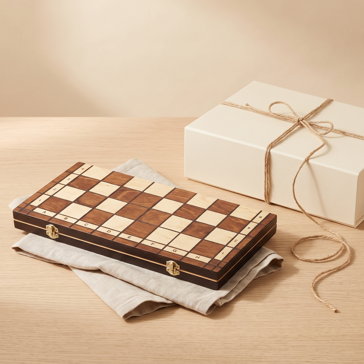Échiquier magnétique pliable en bois de Noyer — coffret cadeau