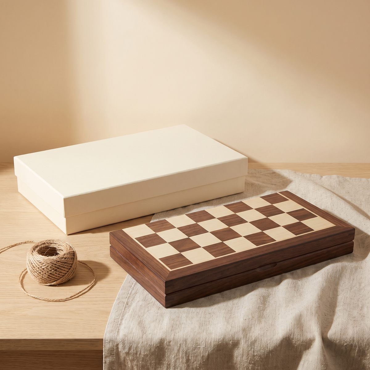 Échiquier magnétique pliable en bois d'Acajou — coffret cadeau